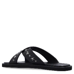 Black Calfskin Flat Sandals