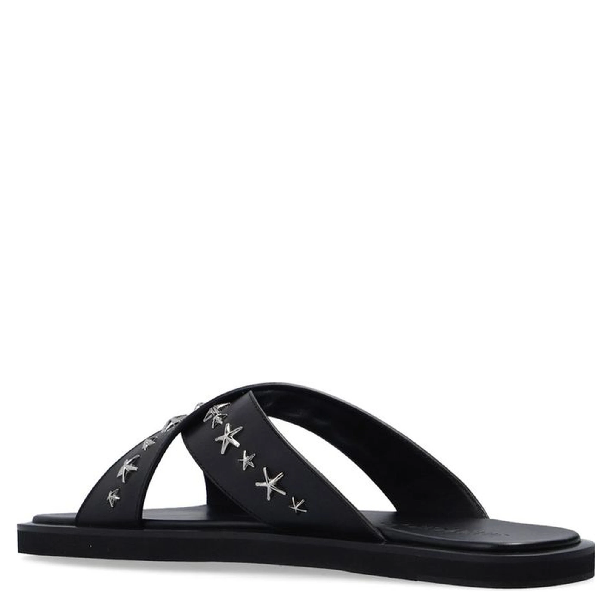 Black Calfskin Flat Sandals