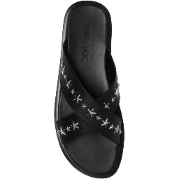 Black Calfskin Flat Sandals