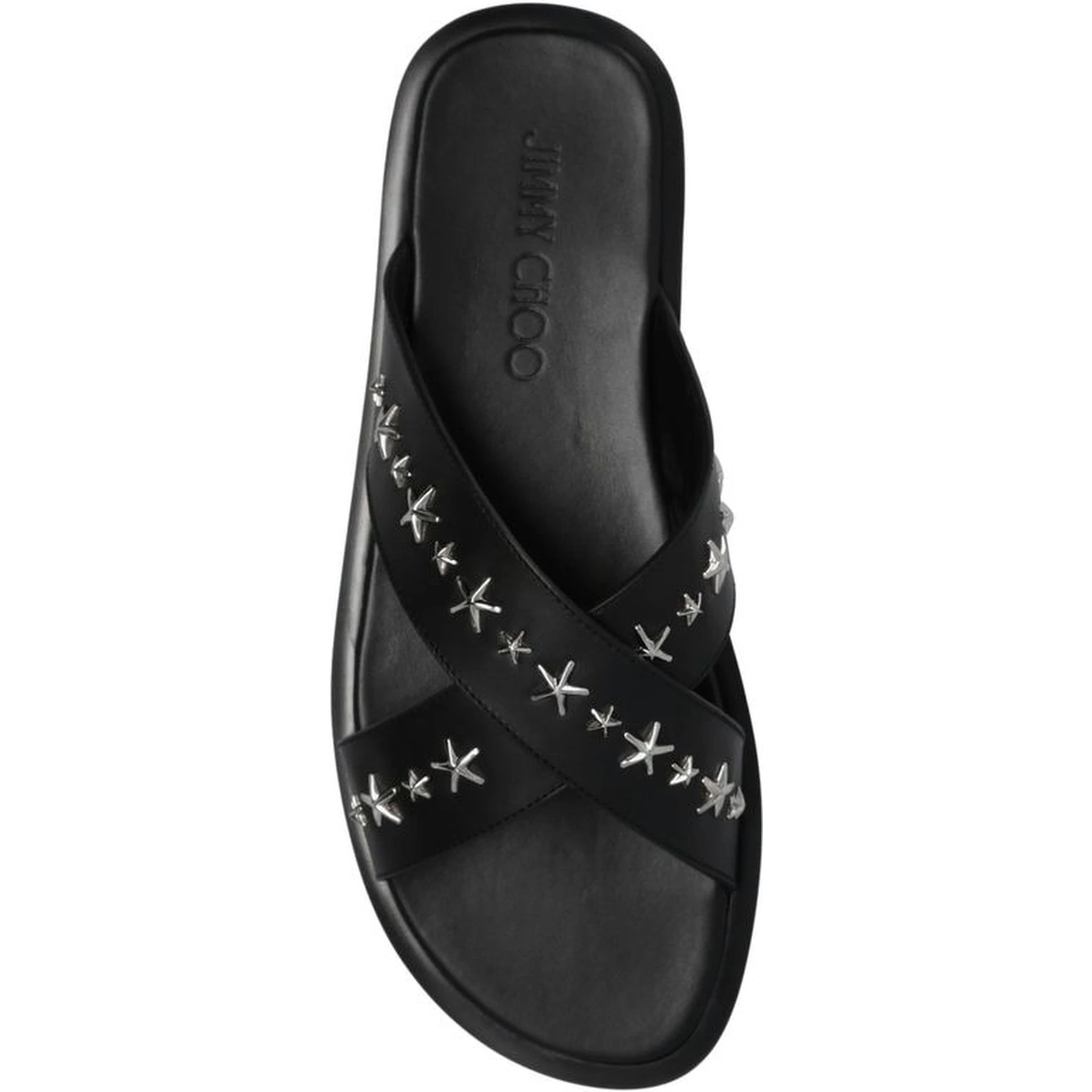 Black Calfskin Flat Sandals