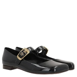 Black Calfskin Ballet Flats