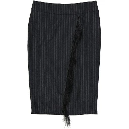 Gray Virgin Wool Midi Skirt