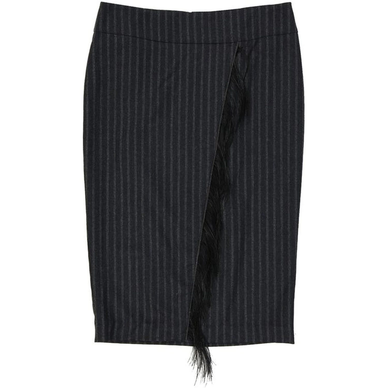 Gray Virgin Wool Midi Skirt