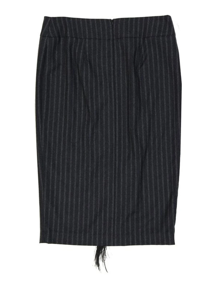 Gray Virgin Wool Midi Skirt