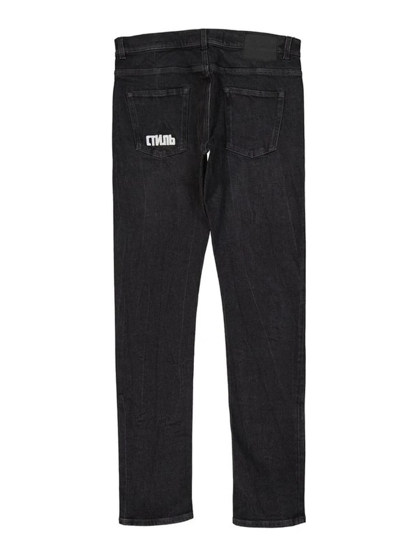 Black Cotton Slim Fit Jeans