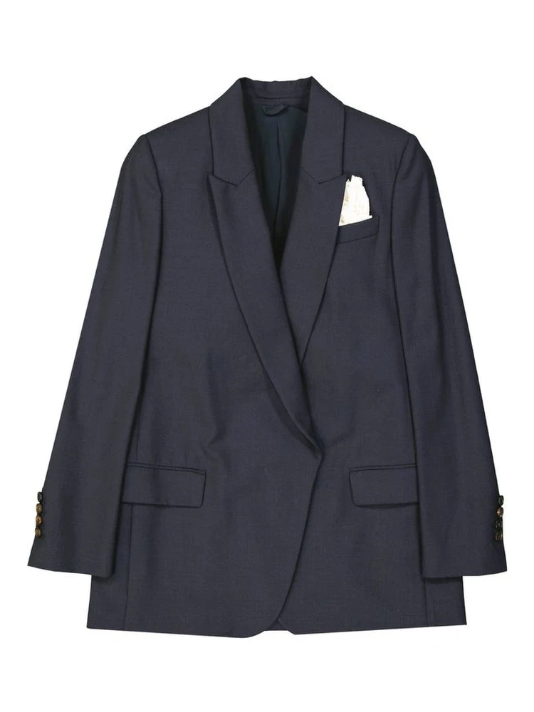 Blue Virgin Wool Jackets And Coat
