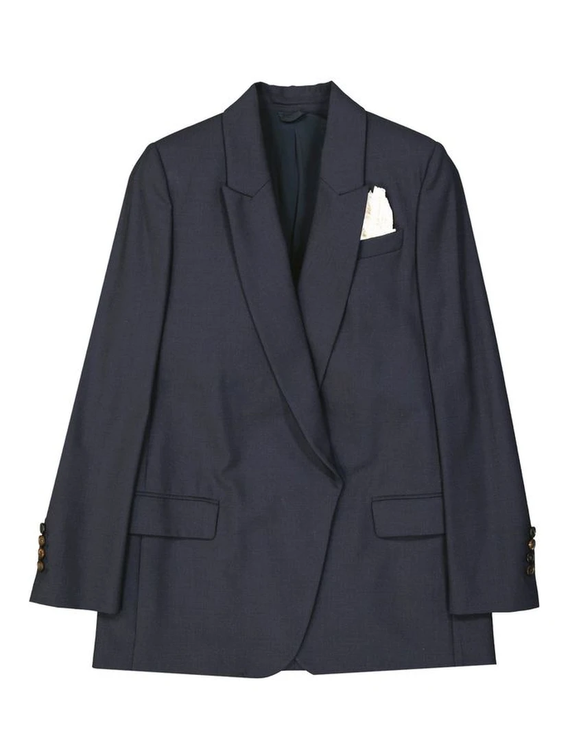 Blue Virgin Wool Jackets And Coat