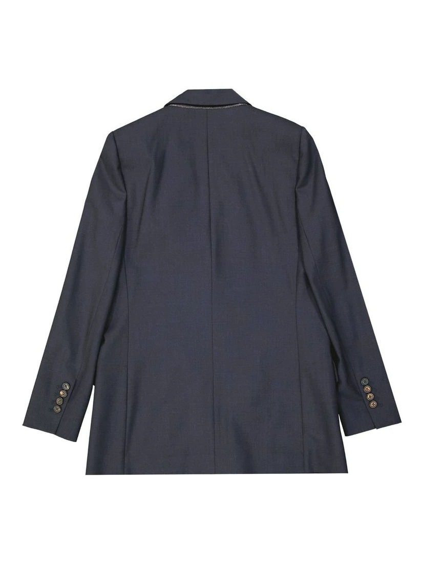 Blue Virgin Wool Jackets And Coat