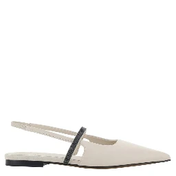 White Calfskin Ballet Flats