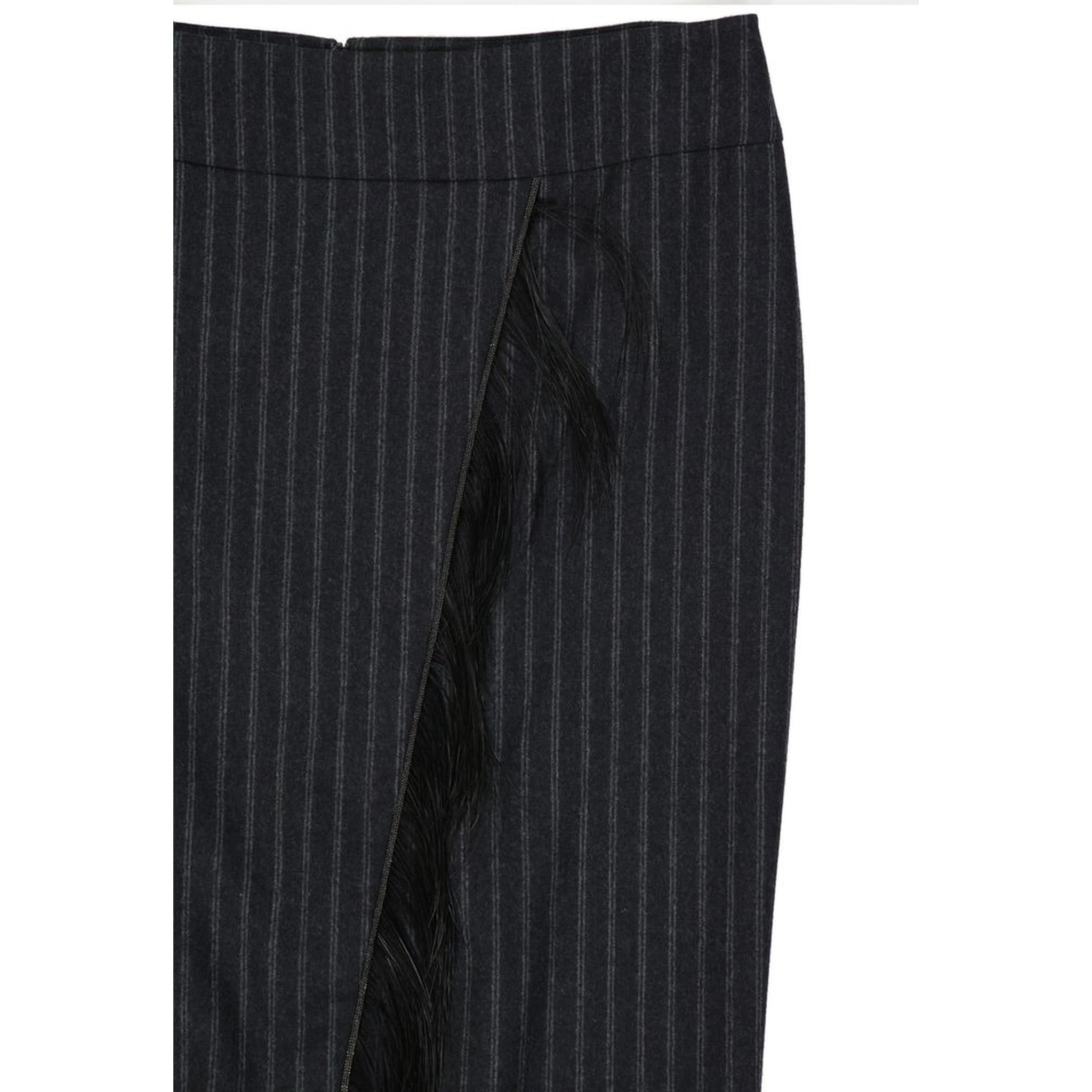 Gray Virgin Wool Midi Skirt