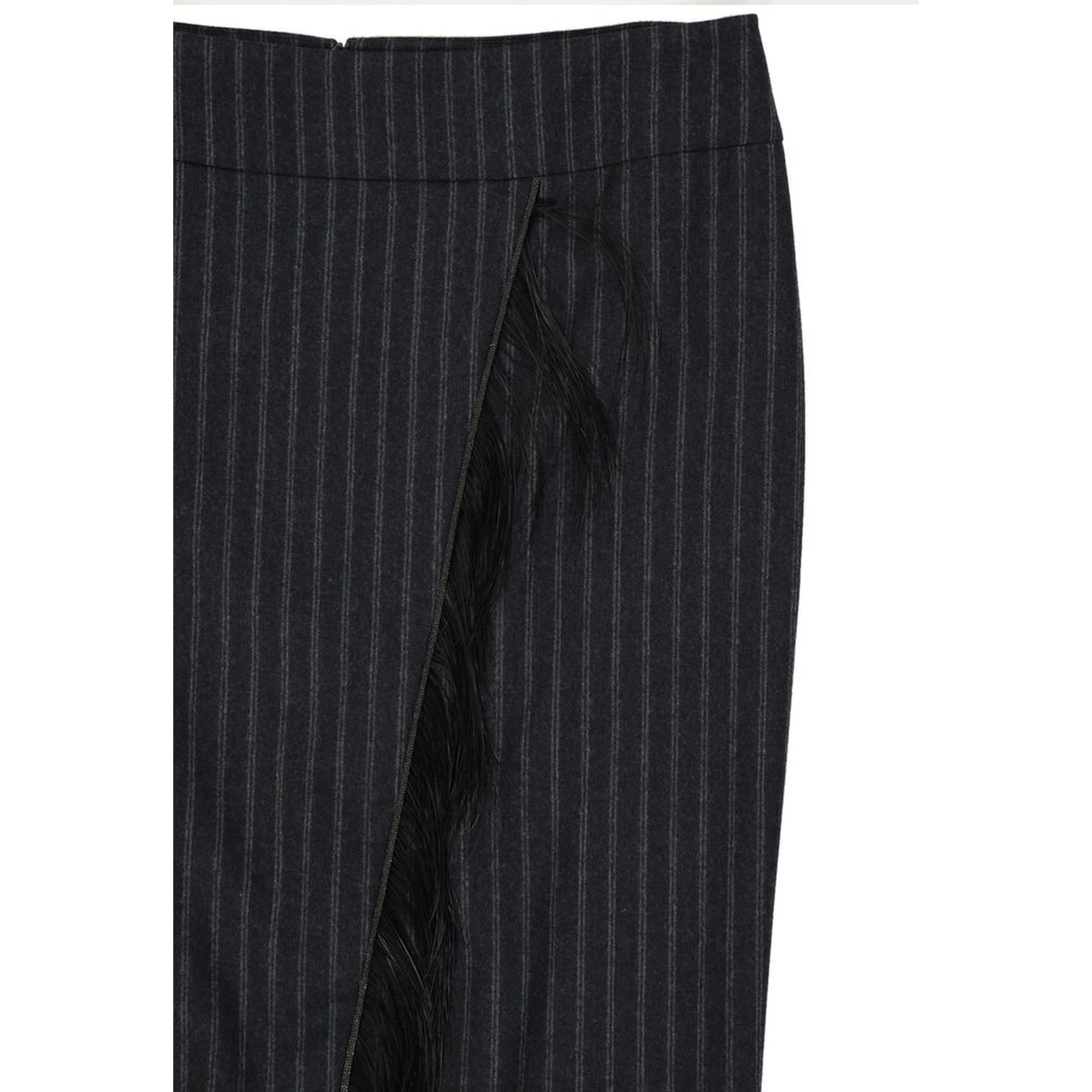Gray Virgin Wool Midi Skirt