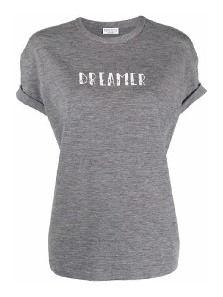 Gray Elastane T-Shirt