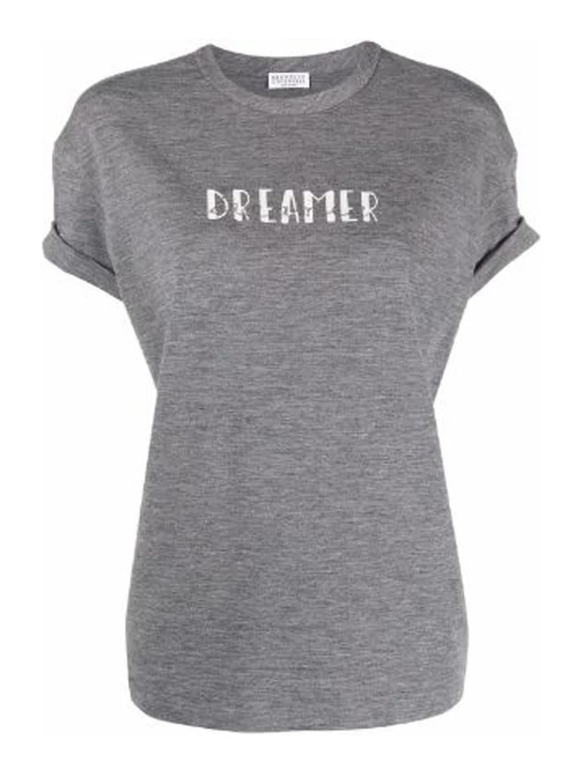 Gray Elastane T-Shirt