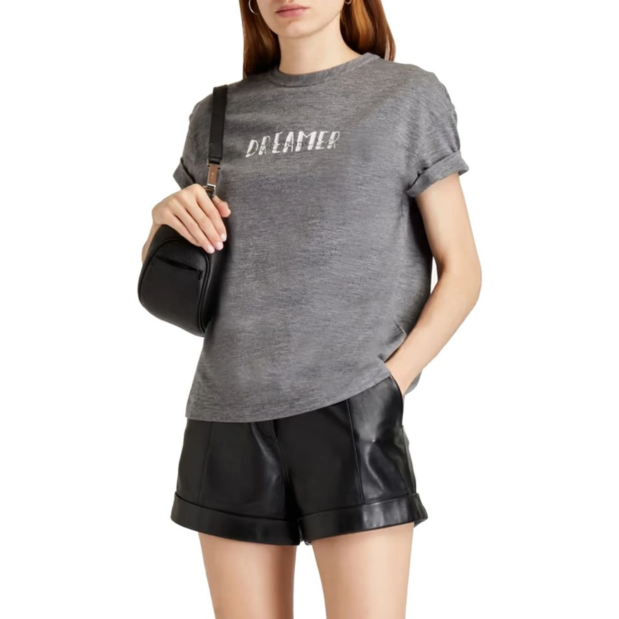 Gray Elastane T-Shirt