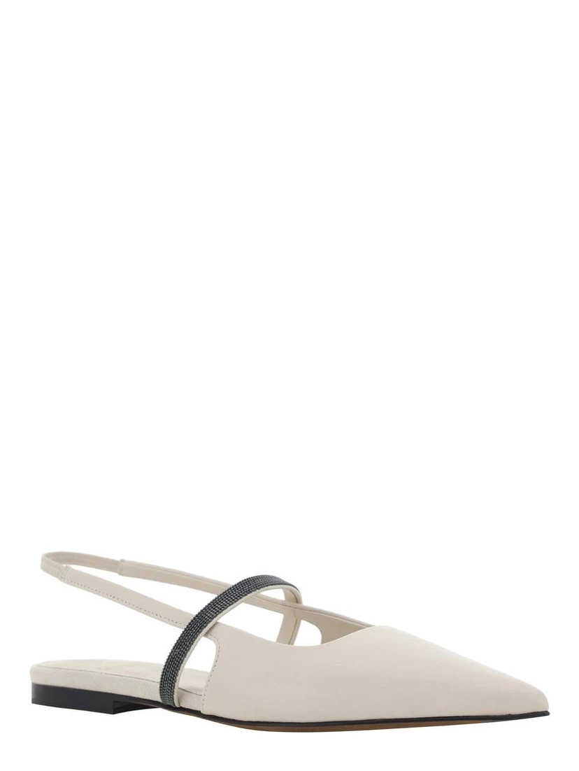 White Calfskin Ballet Flats