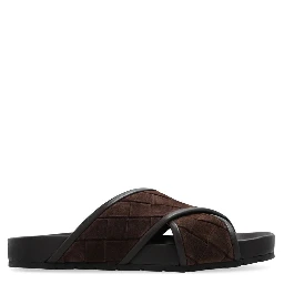 Brown Lamb Leather Flat Sandals