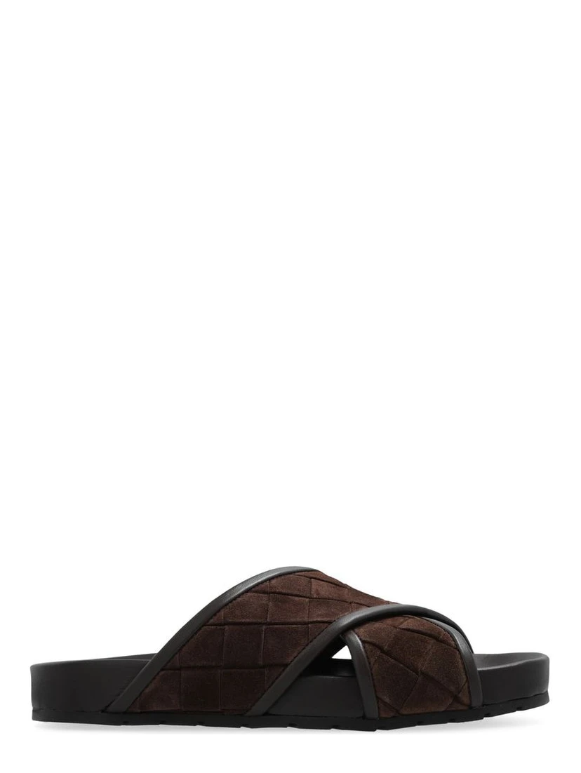 Brown Lamb Leather Flat Sandals
