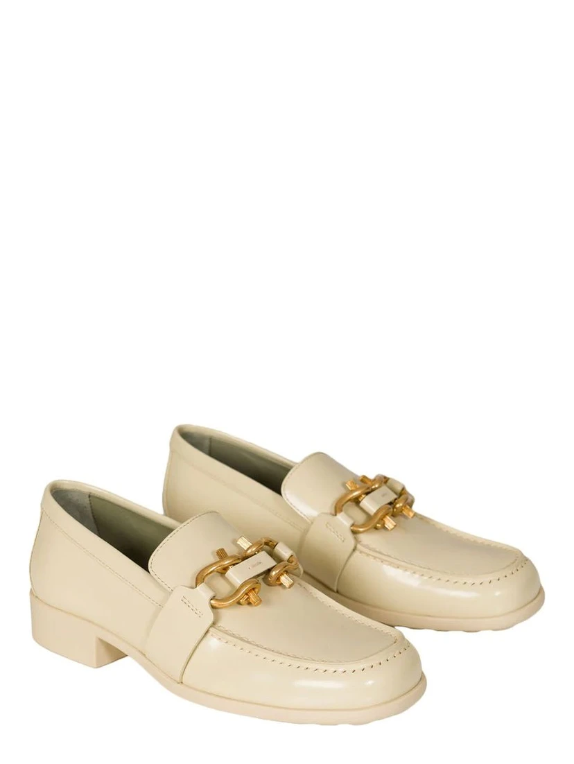 White Calfskin Slip-On Loafers