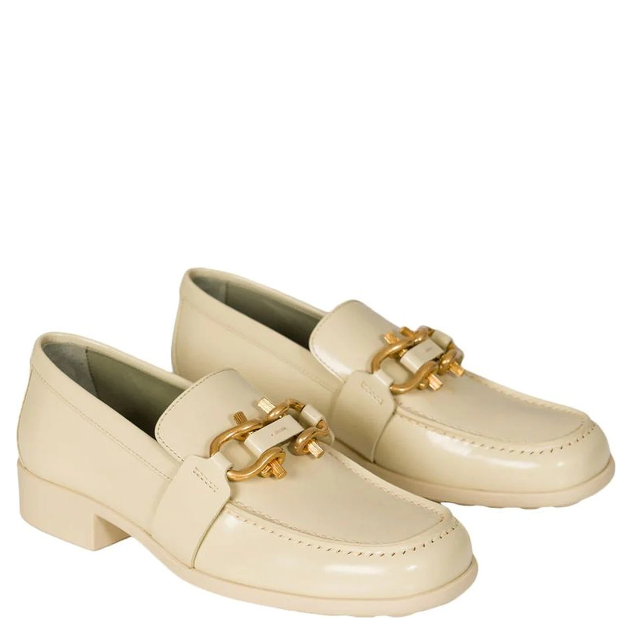 White Calfskin Slip-On Loafers