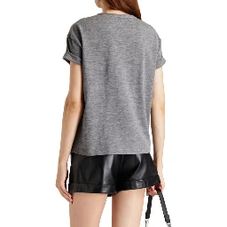 Gray Elastane T-Shirt
