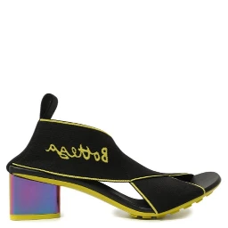 Black Fabric Platform Sandals