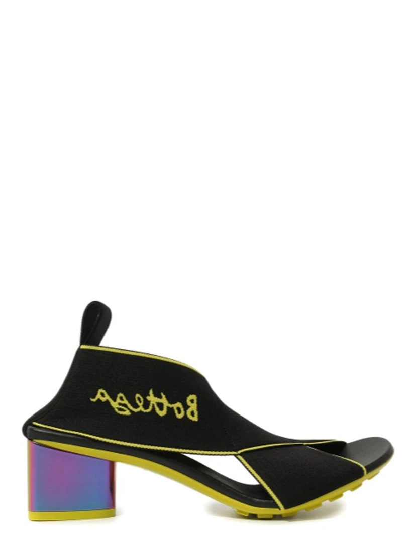 Black Fabric Platform Sandals