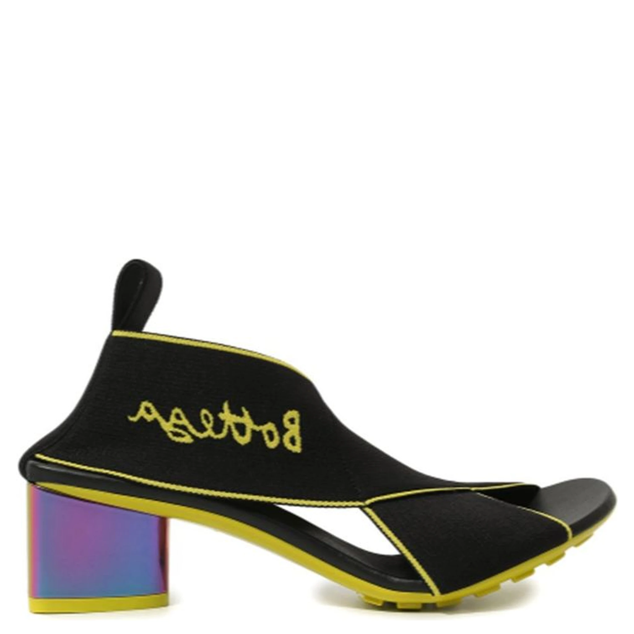 Black Fabric Platform Sandals