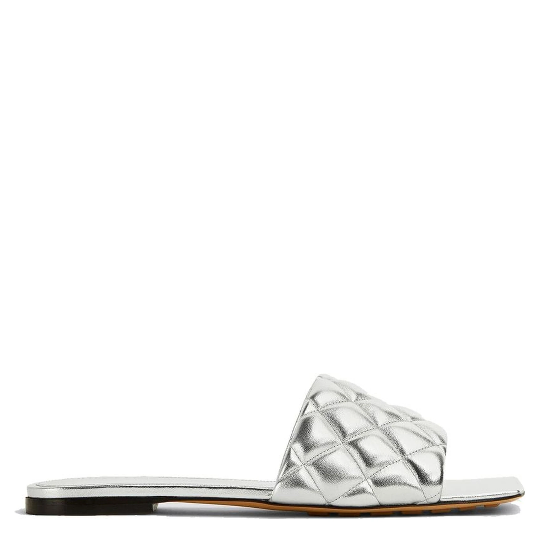 Silver Calfskin Flat Sandals