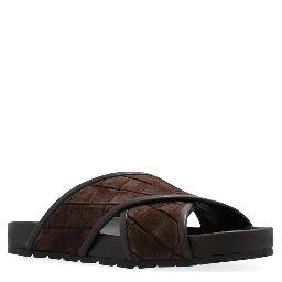 Brown Lamb Leather Flat Sandals
