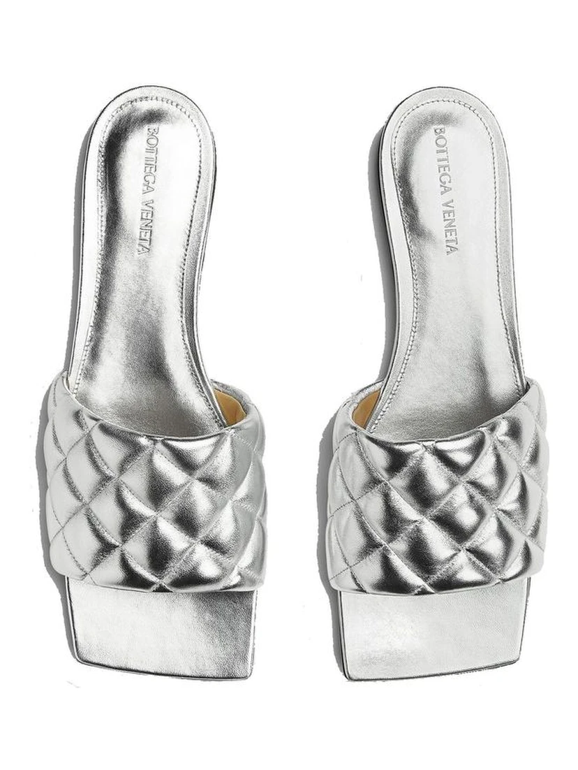 Silver Calfskin Flat Sandals