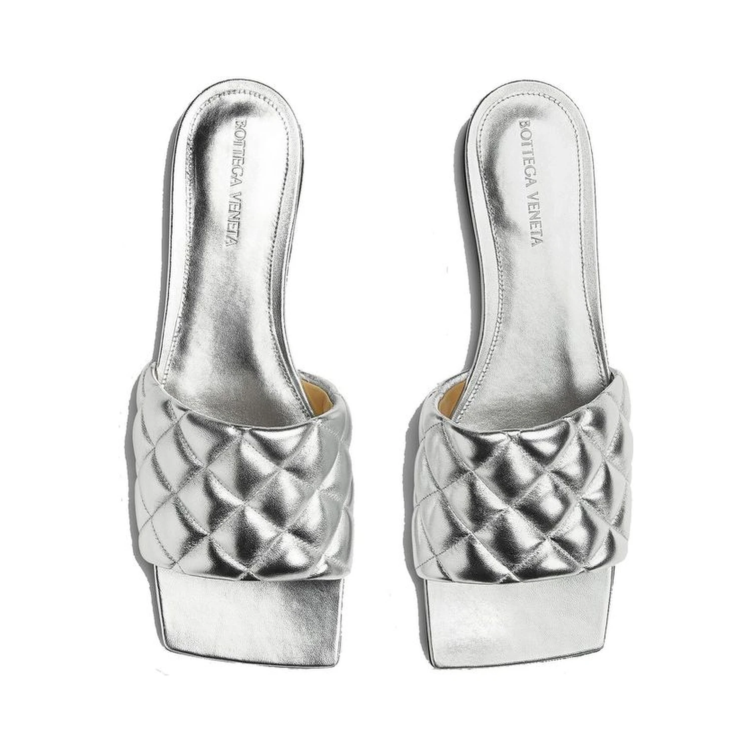 Silver Calfskin Flat Sandals