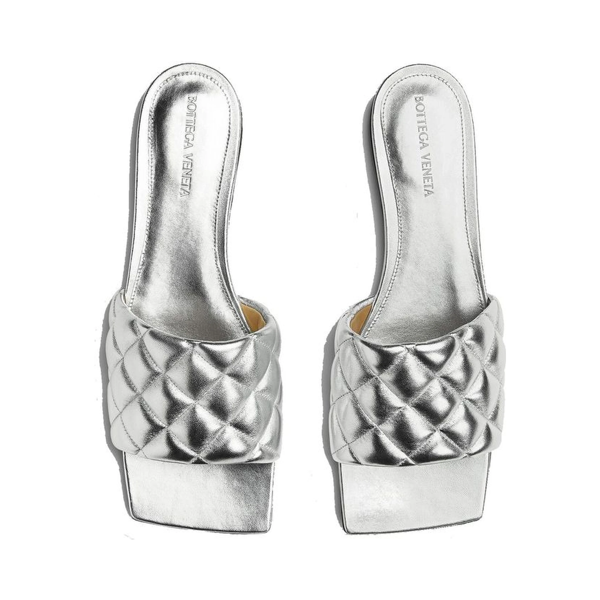 Silver Calfskin Flat Sandals