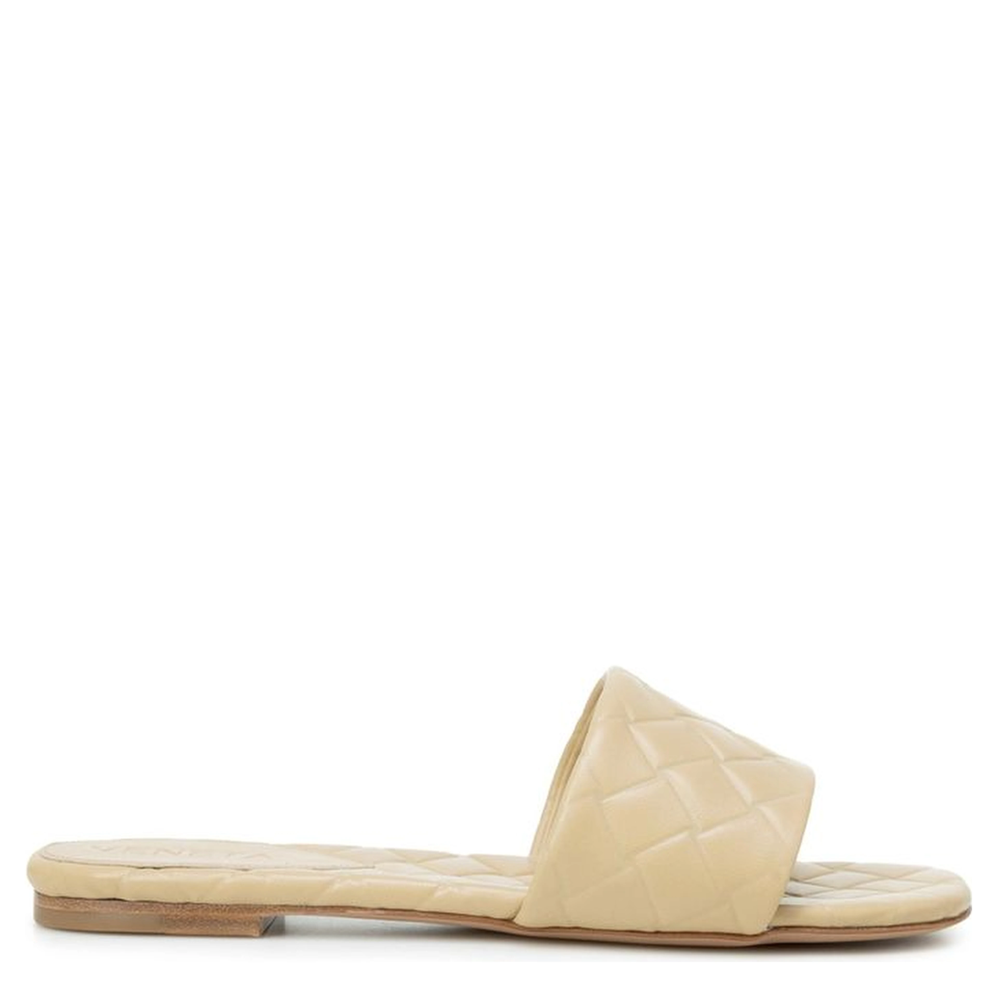 Beige Lamb Leather Flat Sandals