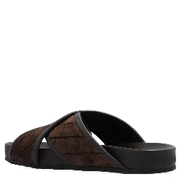 Brown Lamb Leather Flat Sandals
