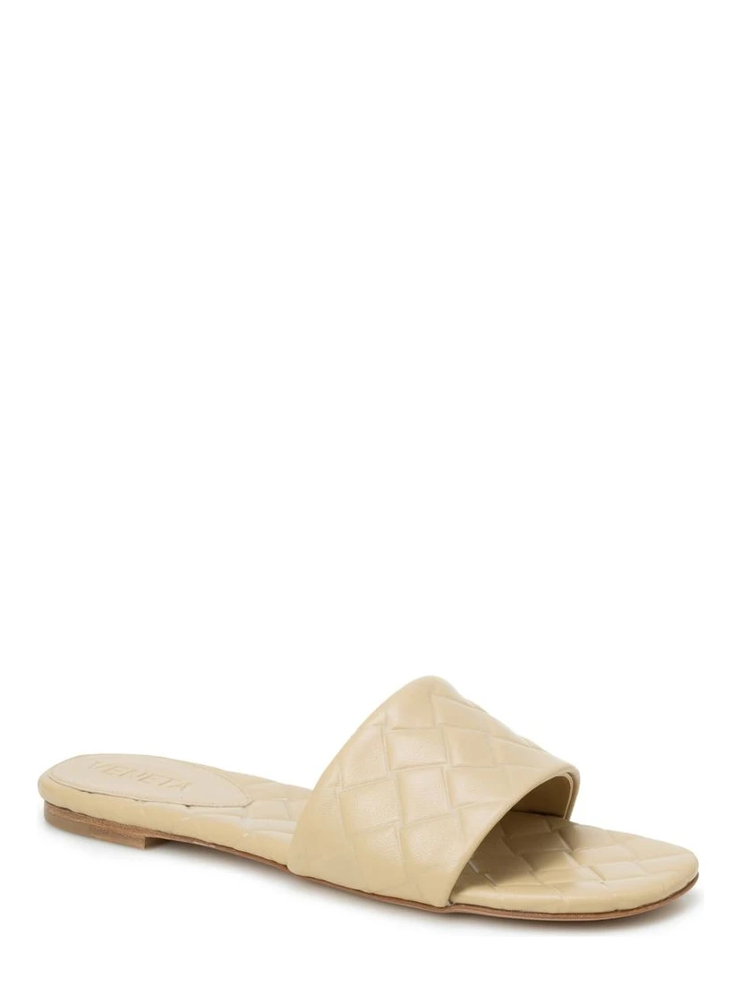 Beige Lamb Leather Flat Sandals