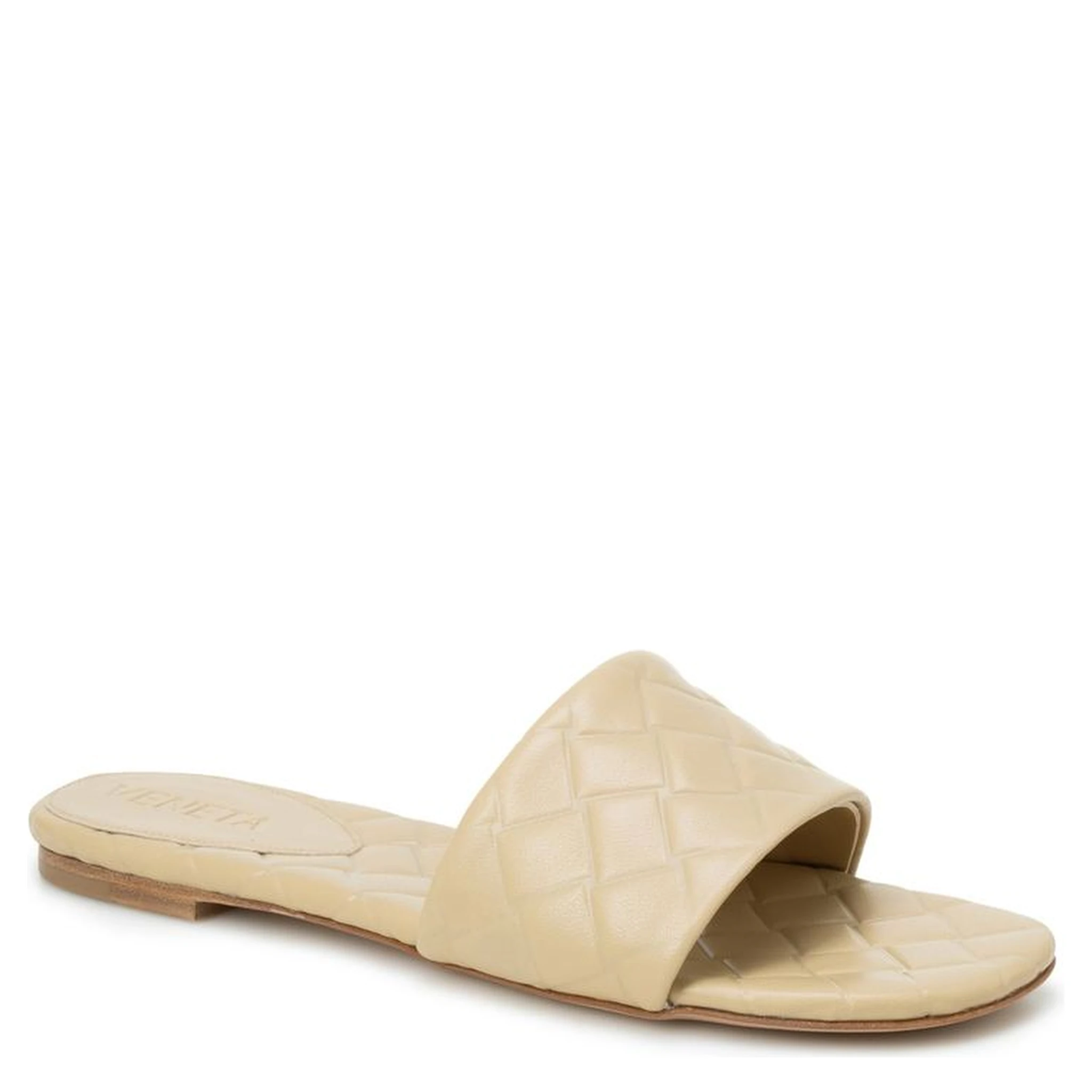 Beige Lamb Leather Flat Sandals
