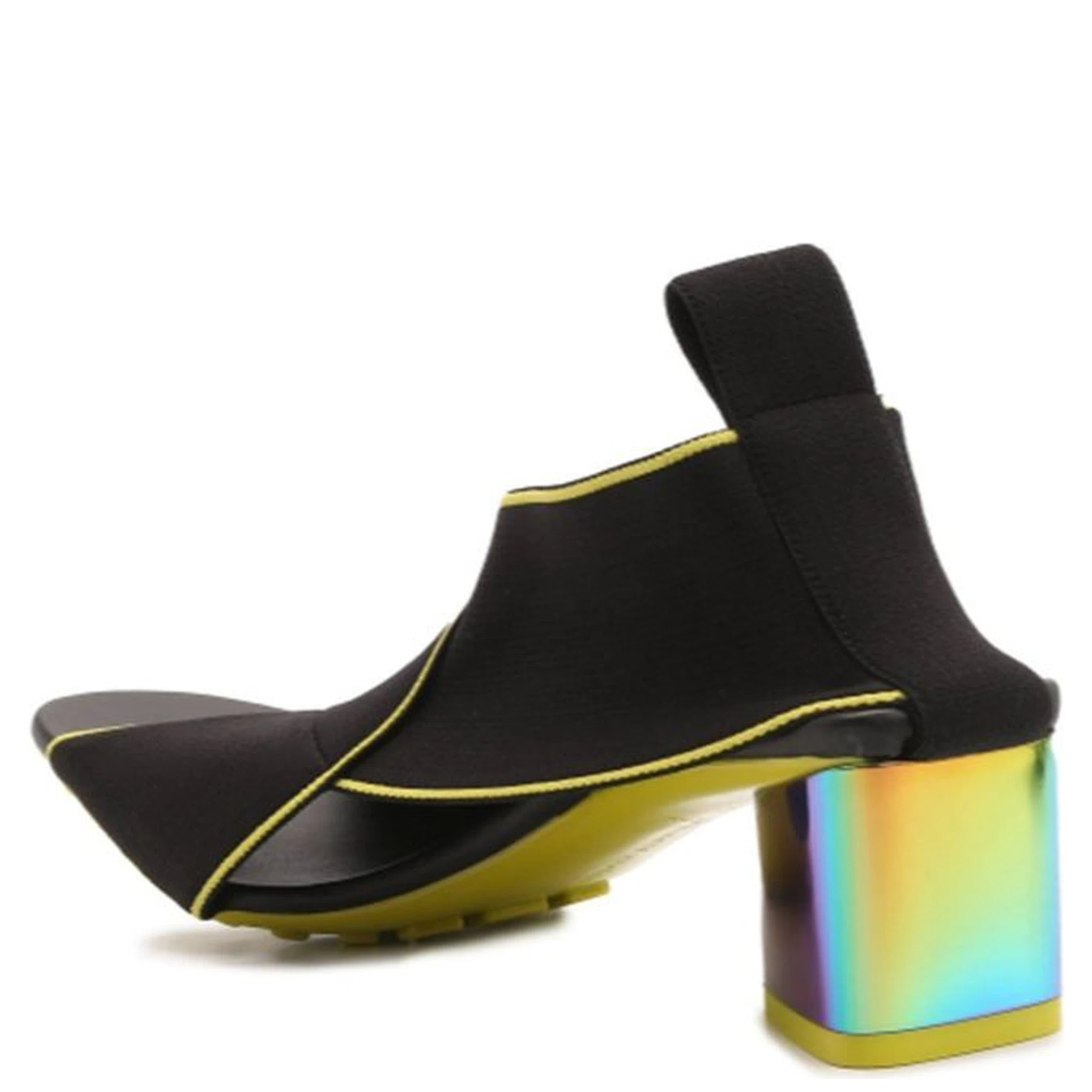 Black Fabric Platform Sandals