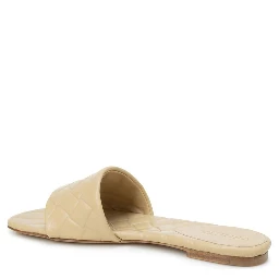 Beige Lamb Leather Flat Sandals