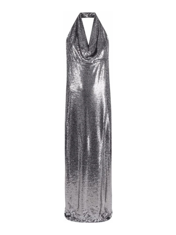 Silver Elastane Cocktail Dress