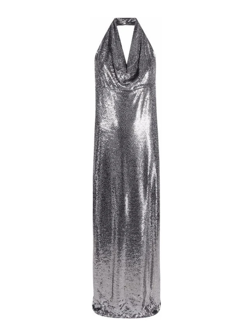 Silver Elastane Cocktail Dress