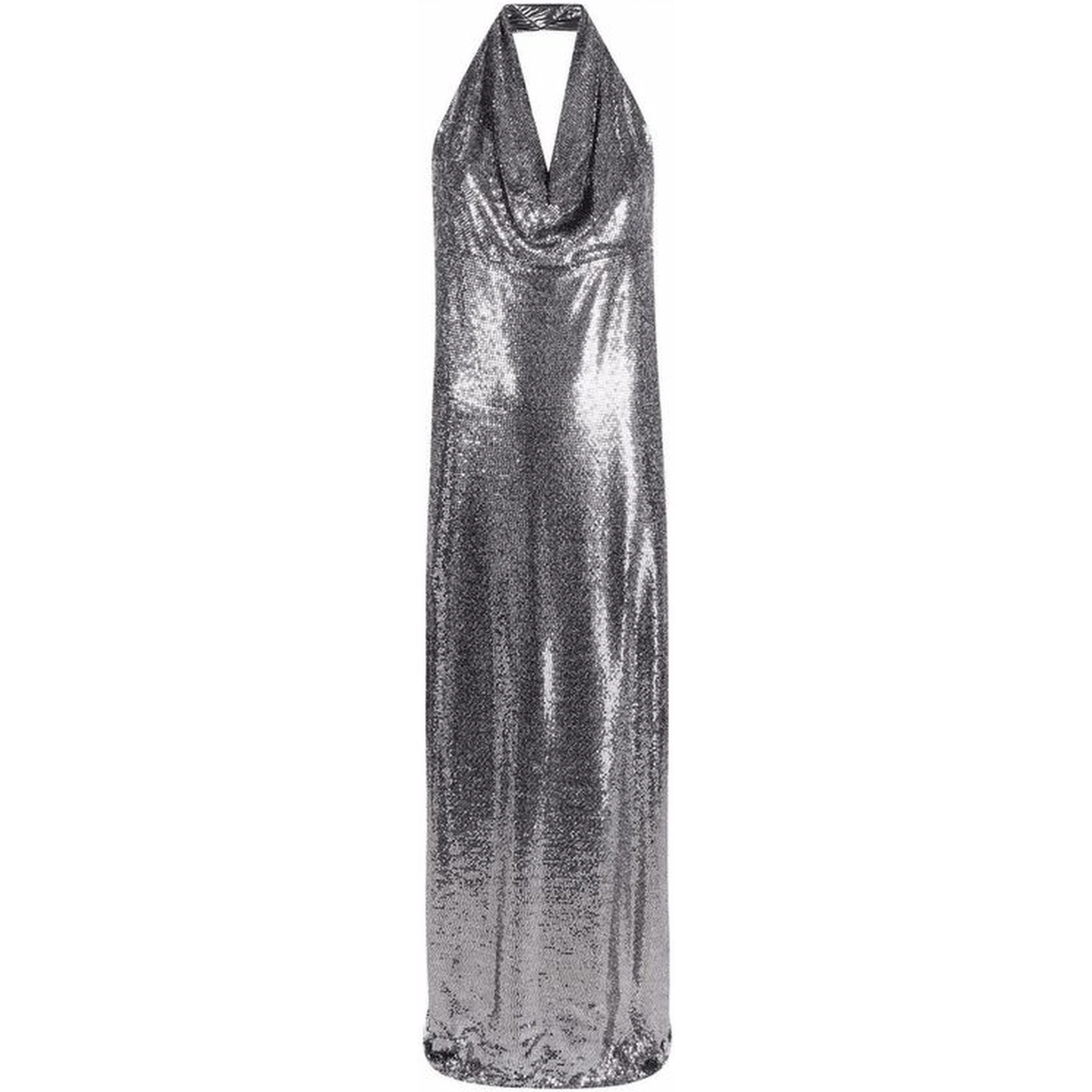 Silver Elastane Cocktail Dress
