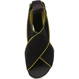 Black Fabric Platform Sandals