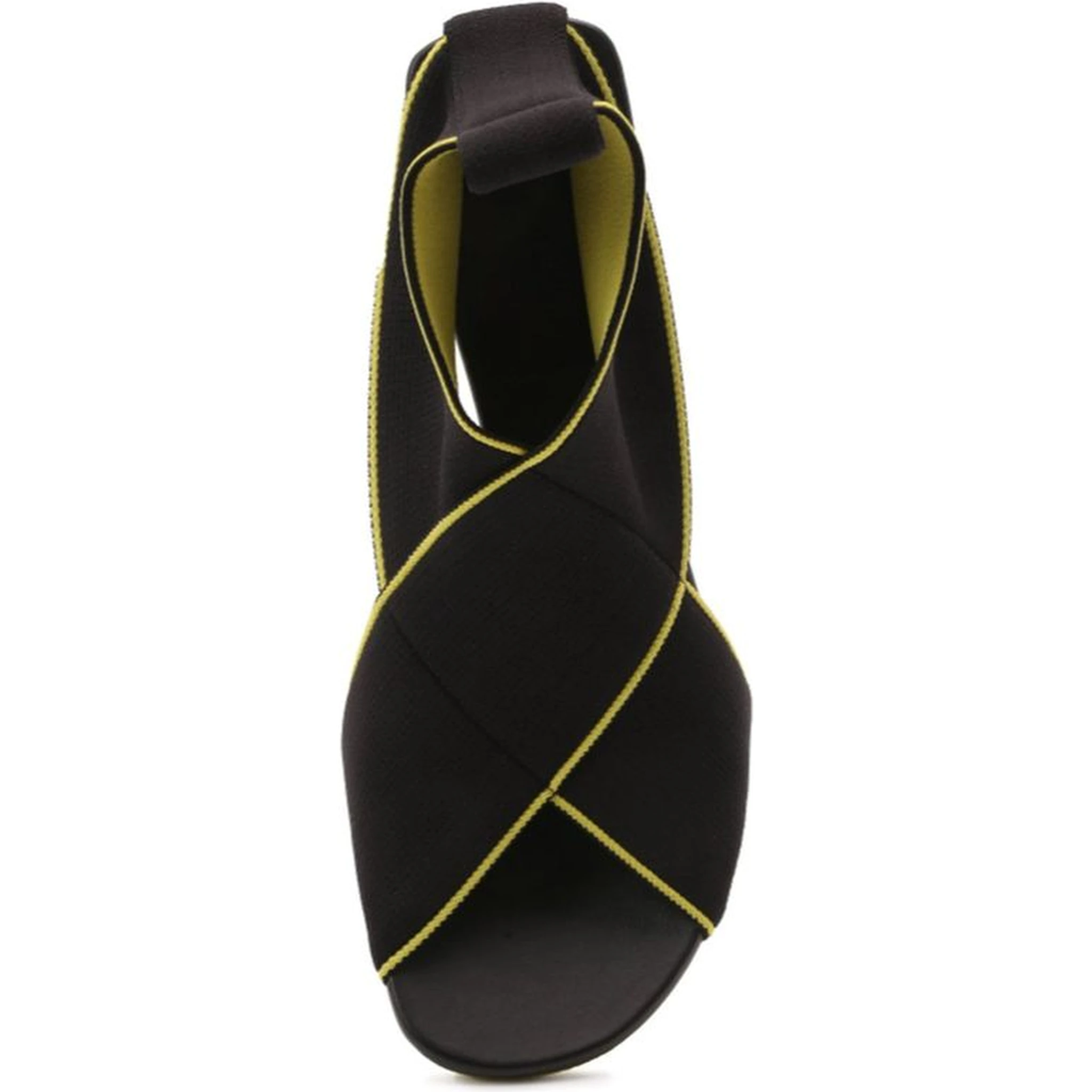 Black Fabric Platform Sandals