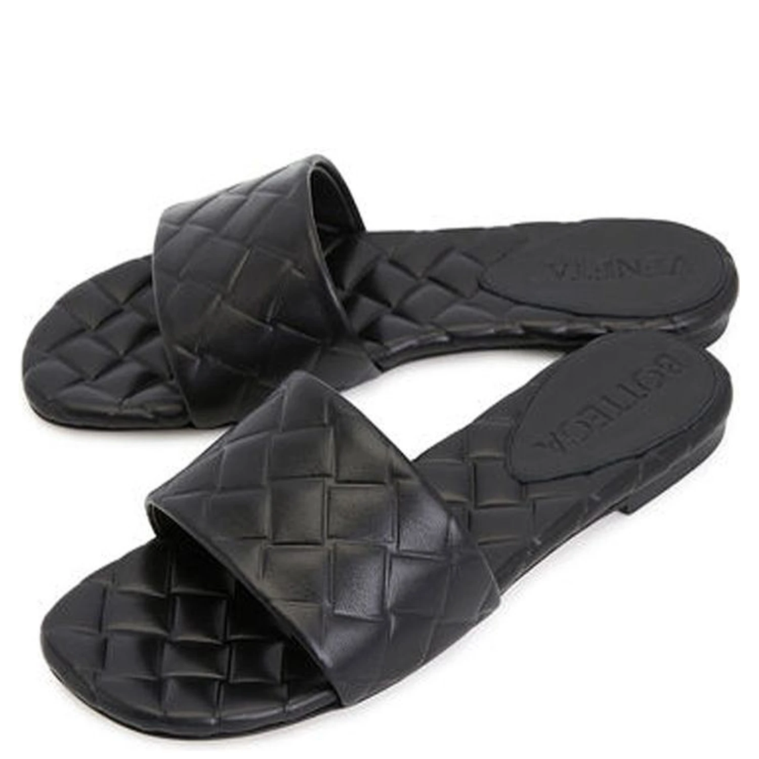 Black Lamb Leather Mules