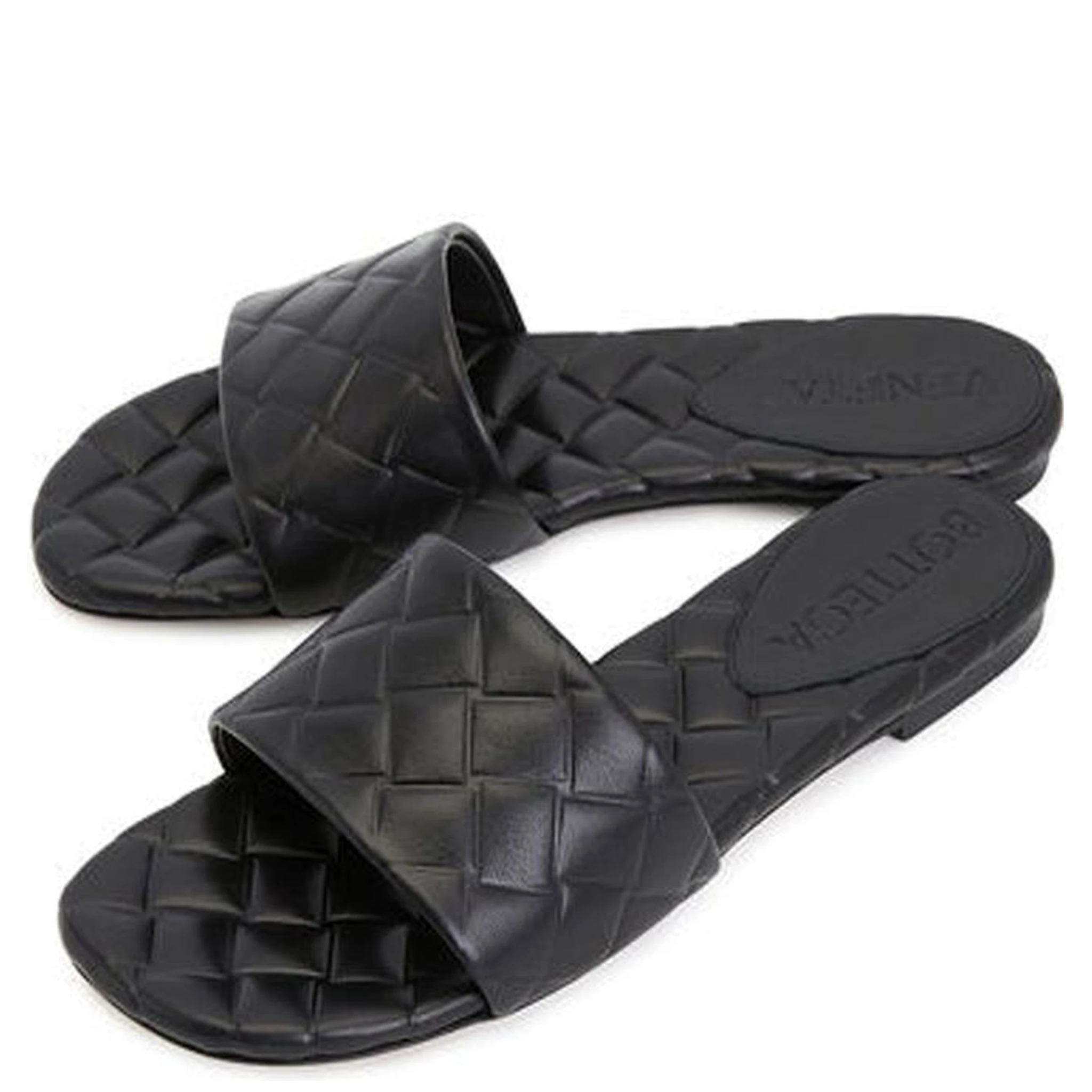 Black Lamb Leather Mules