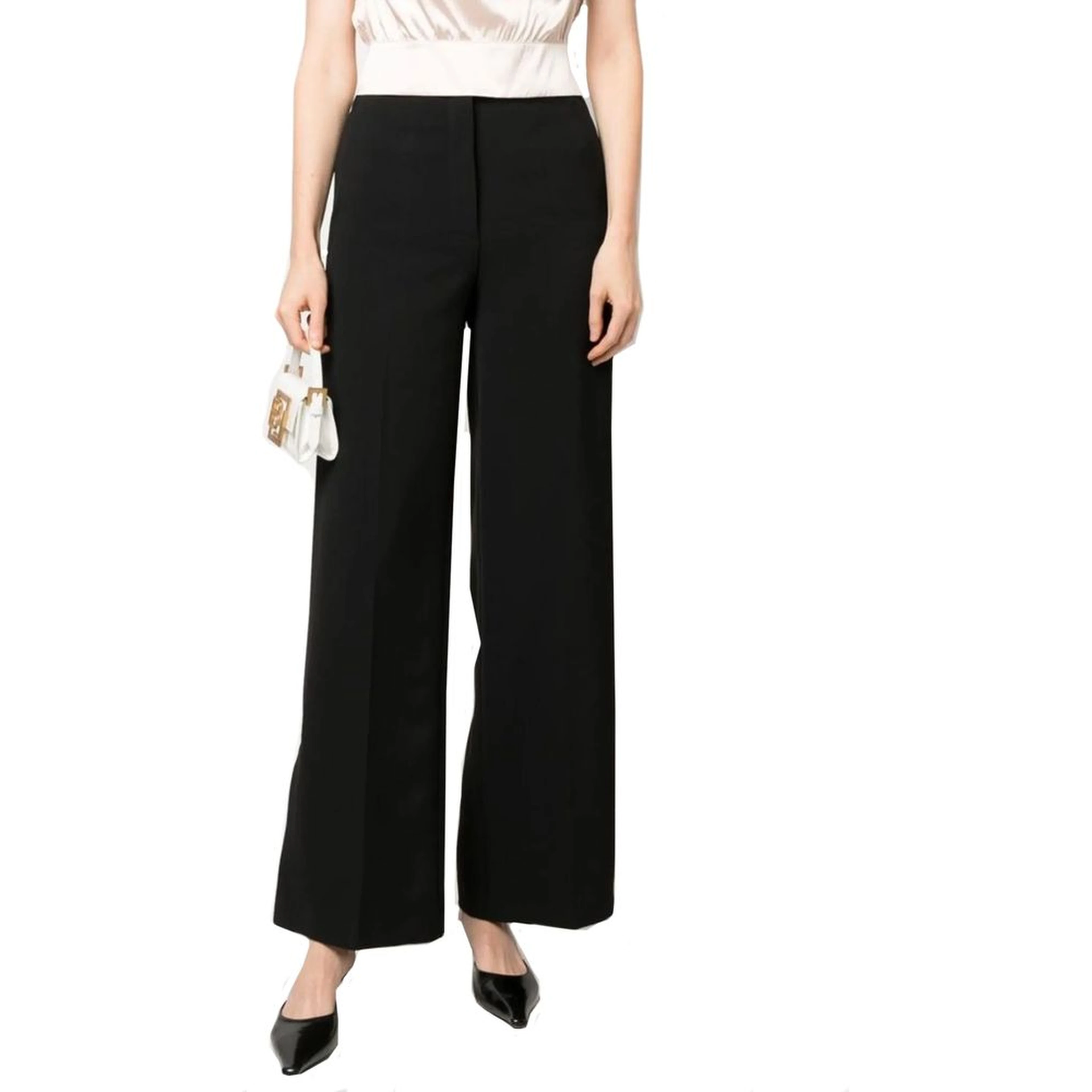 Black Elastane Casual Pants