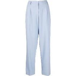 Blue Elastane Dress Pants
