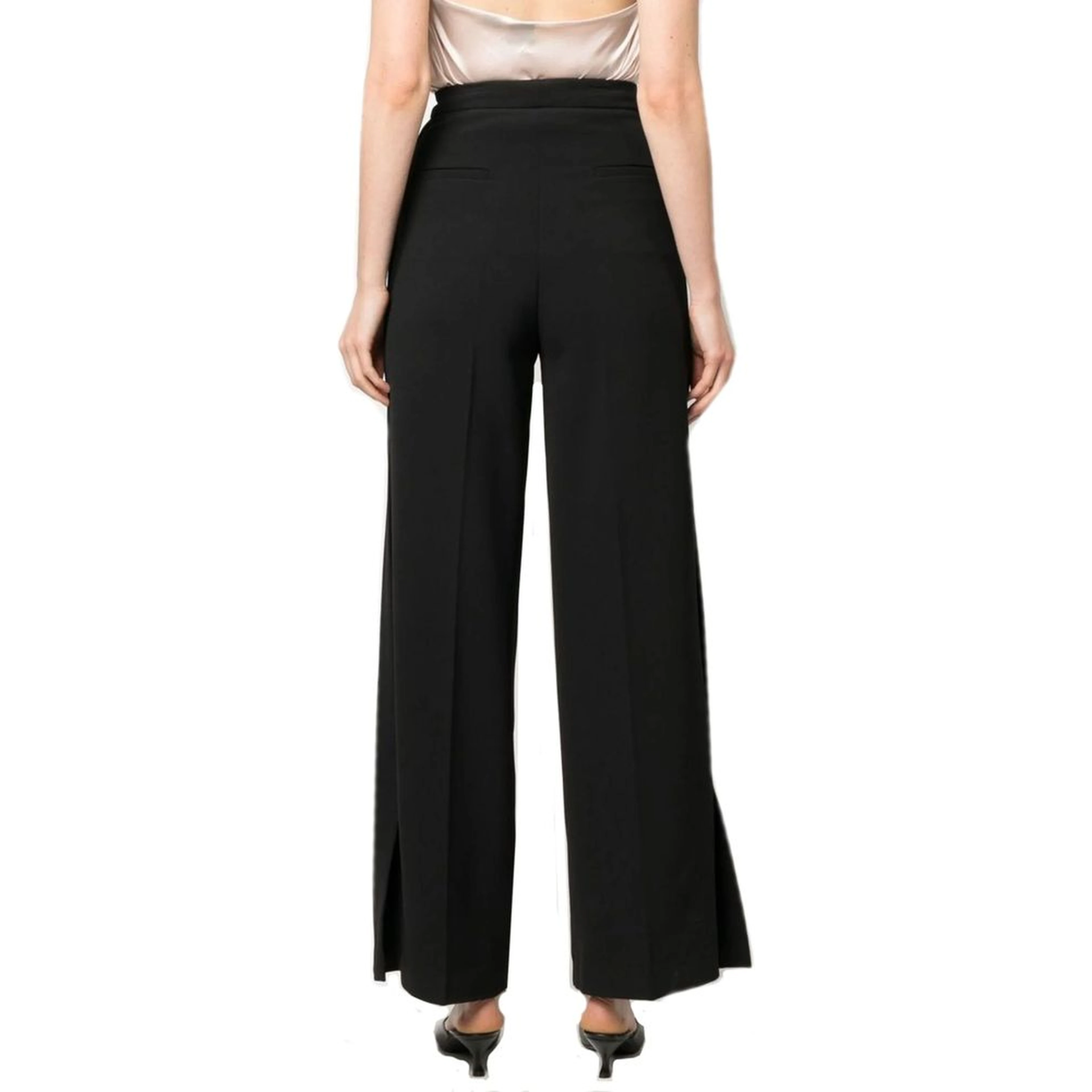 Black Elastane Casual Pants