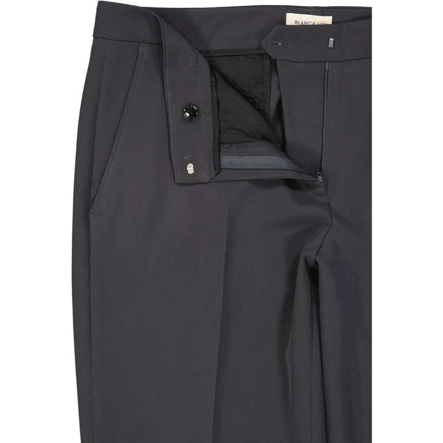 Gray Elastane Cropped Pants