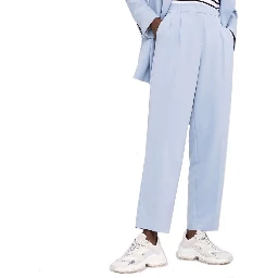 Blue Elastane Dress Pants